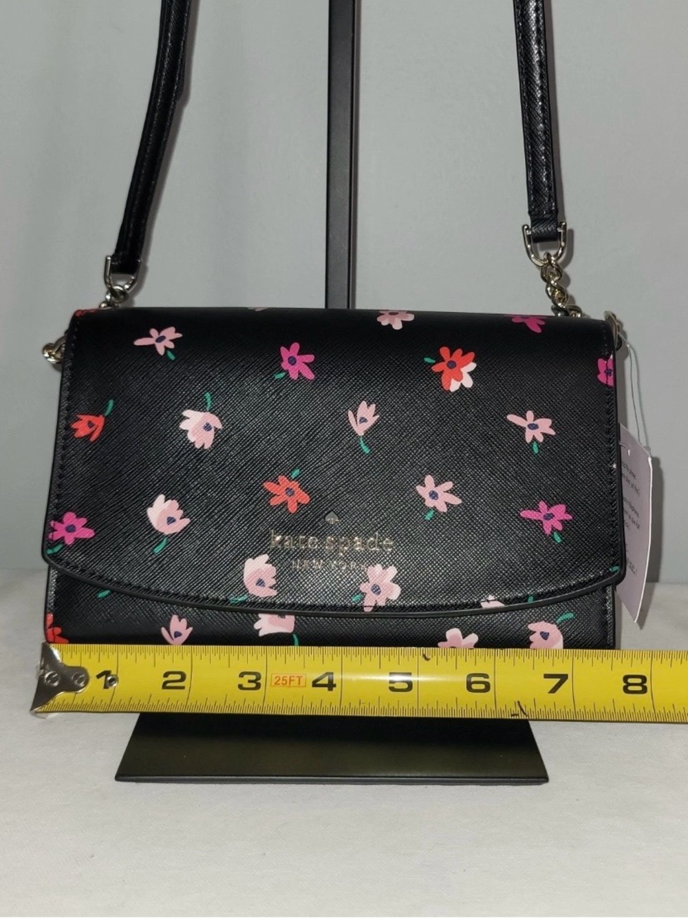 Kate Spade Staci Ditsy Buds Crossbody Bag Built-In Wallet Black Floral WLR00607 - Picture 14 of 16